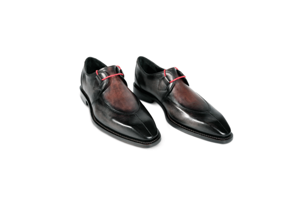 NoirGris two-tone gray and black leather apron derby shoes for men – formal wear by Danny and Jones