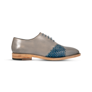 Intreccio woven leather Wholecut shoes – grey and purple braided formal shoes by Danny and Jones