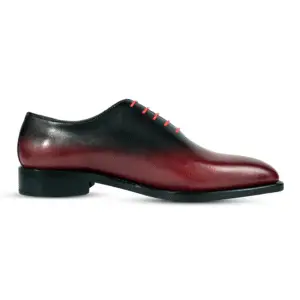 Verde Notte Rosso – hand-painted patina Oxford shoes in green, red, and black gradient by Danny and Jones