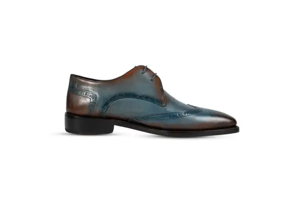 Men’s Wingtip Brogues casual shoes by Danny and Jones – premium leather brogues in brown and biue